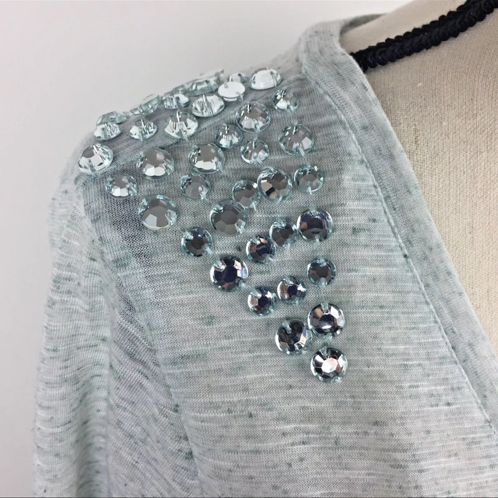 BKE’ Gray Top with Crystal Embellishments. Size Large